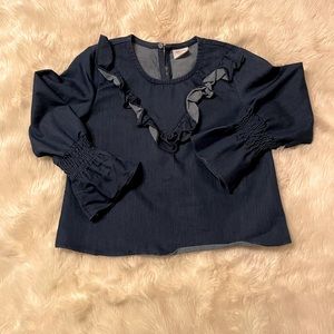 Ruffled jean top, size 7/8, like new